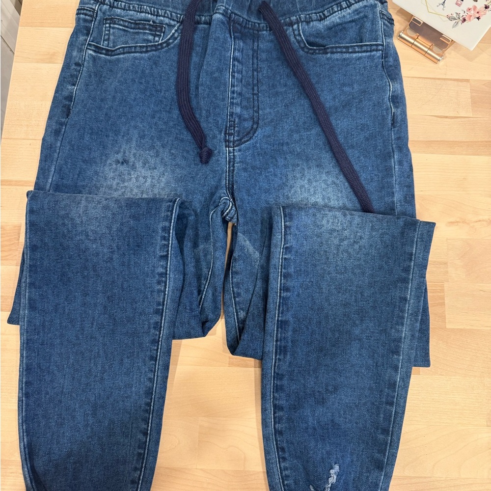 YMI Blue Jeggings with Drawstring